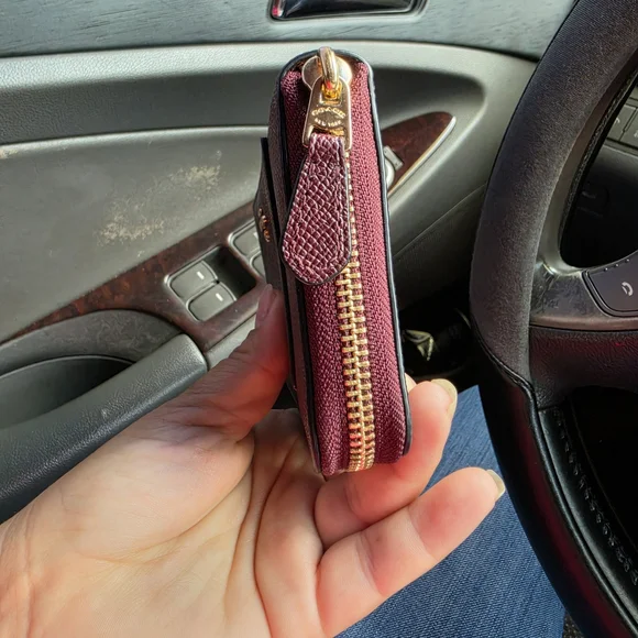 Coach Zip Around Wallet in Burgundy - Picture 4 of 6